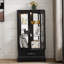 Vitrine lumineuse en verre avec tablettes réglables - Vitrine élégante à 2 portes et tiroir intégré, ampoule incluse - NOIR-1708901489