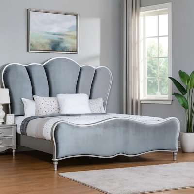 Eleena Bed, Scalloped Padded Channel Tufting, Upholstery