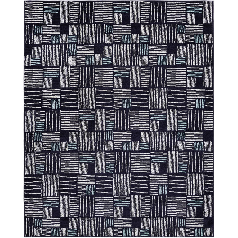 Anaka Synthetic Geometric Indoor Rug, Rectangle 7'10" x 10'