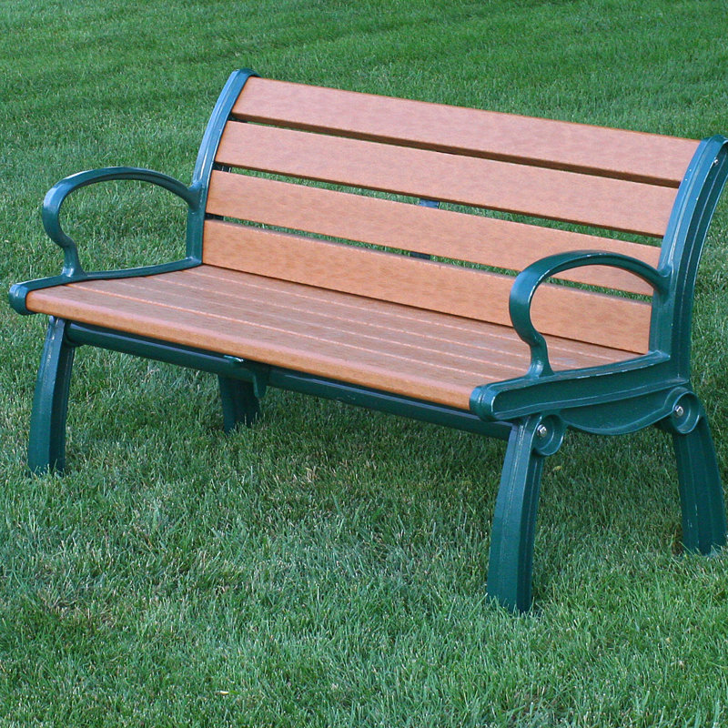 Banc de parc en plastique recyclé Heritage, 8 pi, Vert, Vert