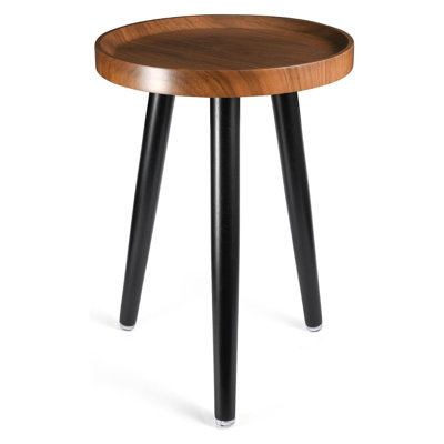 Walnut Mid Century Wood Plant Stand - 12"x18" Tall Round Table by George Oliver