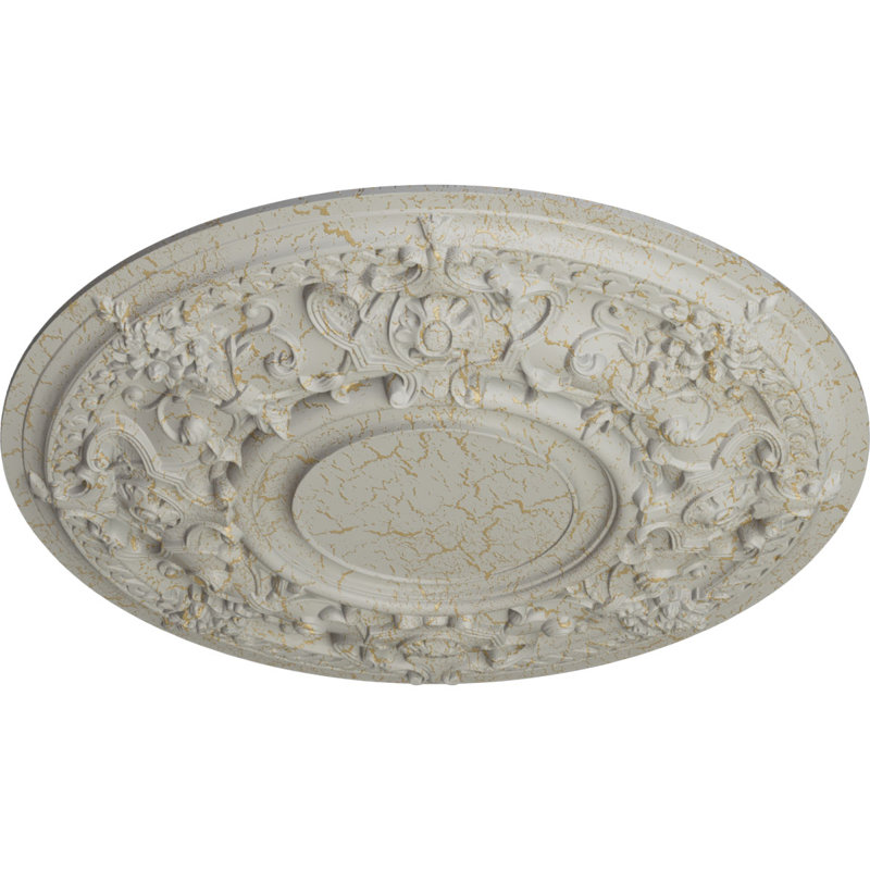 Médaillon de plafond 32 po 3/4 po x P 2 1/2 po Jackson (convient aux auvents jusqu'à 13 1/2 po), Pot de crème craquelé