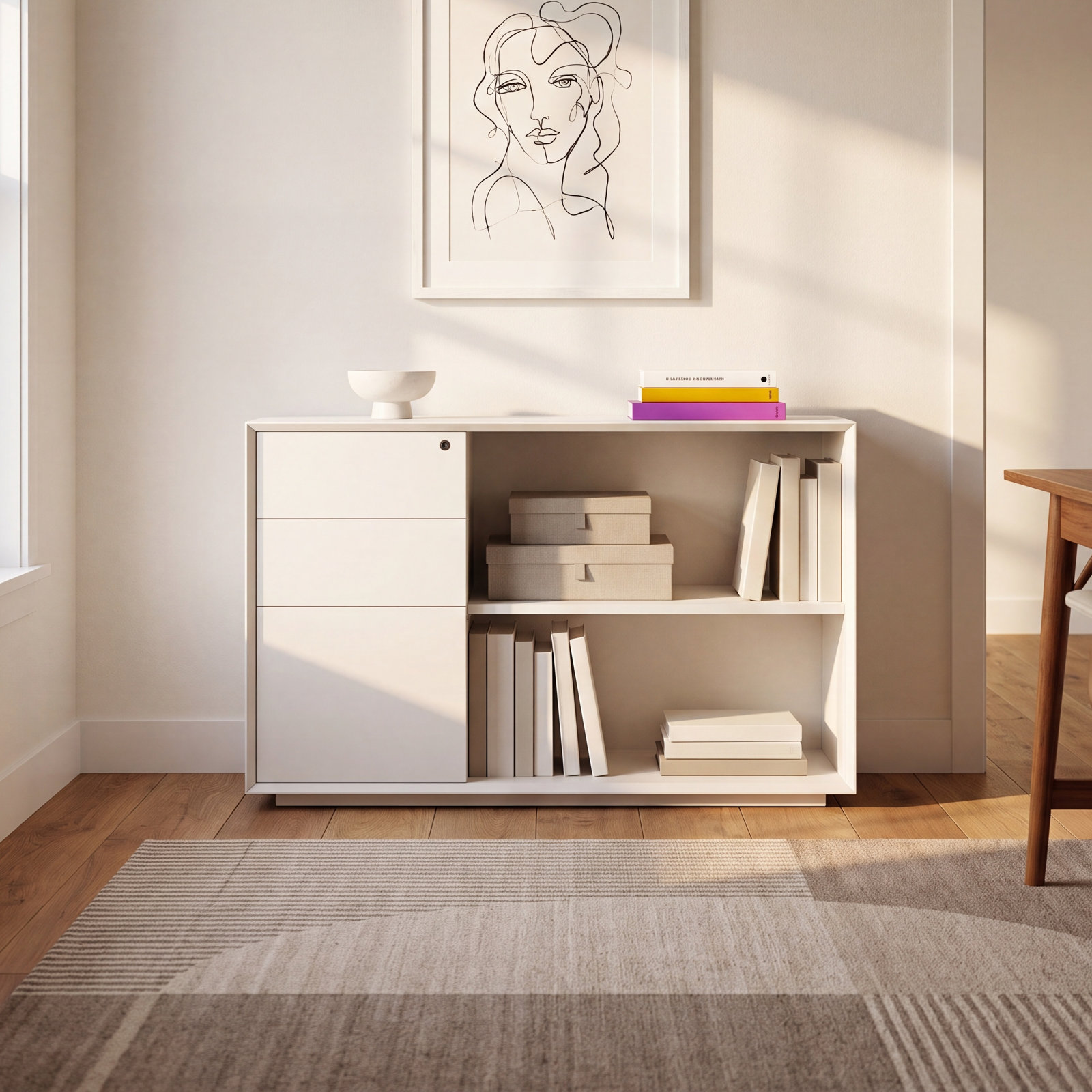 Credenza, White, Left