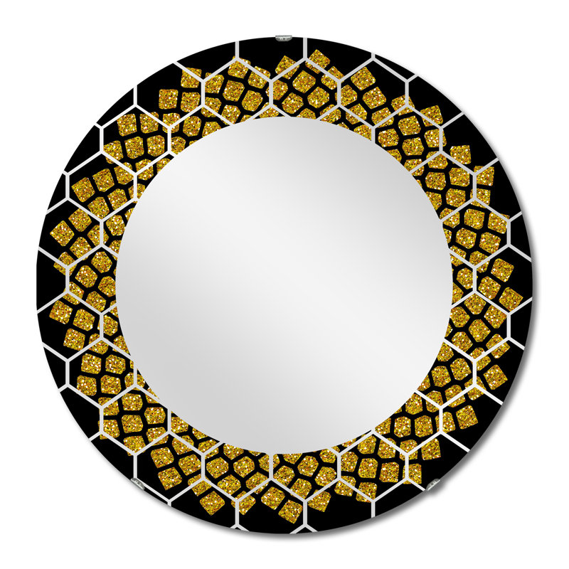 Graines de tournesol en spirale Fibonacci - Miroir mural moderne, 24 po x 24 po