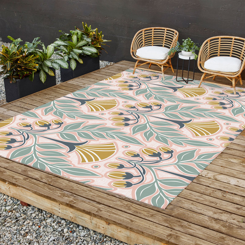 Talamantes Floral Indoor / Outdoor Rug, Rectangle 8' x 12'
