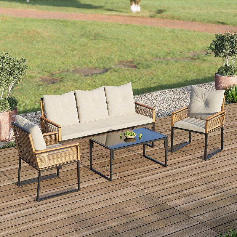 Rectangle 5 - Piece 4 - Person 90Cm L Table Set