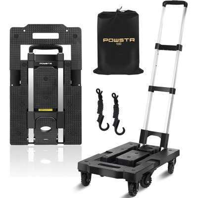Folding Hand Truck With 7 Wheels, 330 Lb Capacity, Foldable Dolly With Retractable Base
