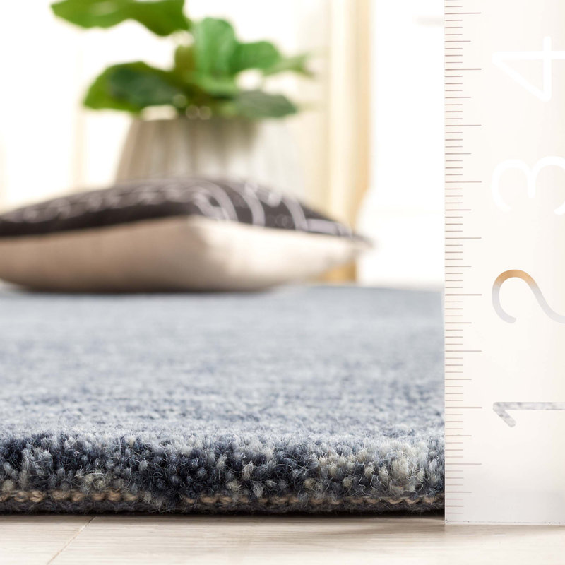 Furness Handloomed Wool Cotton Rug in Navy/Gray, Square 6'