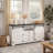 59" White Farmhouse Sideboard Buffet Cabinet with Sliding Doors