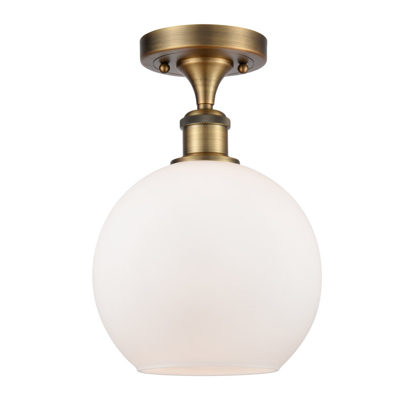 Plafonnier semi-encastré 8 lumières Baptista, Laiton brossé, Blanc mat, 12'' H X 8'' W X 8'' D