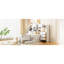 Lit plateforme simple blanc en bois avec armoire verticale tout-en-un, 4 tiroirs de chaque côté et tête de lit pour la chambre à coucher-920894404