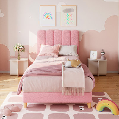 Structure de lit simple, lit plateforme tapissier avec tête de lit, sans sommier, sans bruit