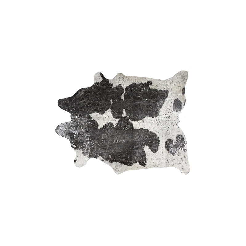 Tapis noir / argent en cuir de vache fabriqué à la main Houchin