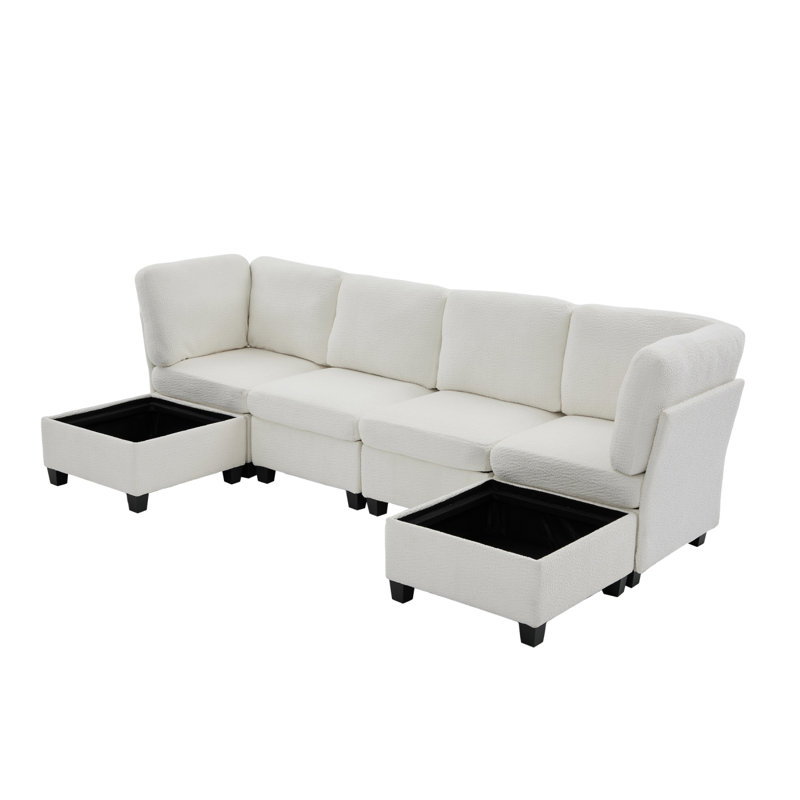 Loveseat Sofa 70.9" Free-Combined Sectional Convertible Sofa Bed With Storage Space, Two Movable Ottomans, Four USB Ports And Two Cup Holders For Living Room