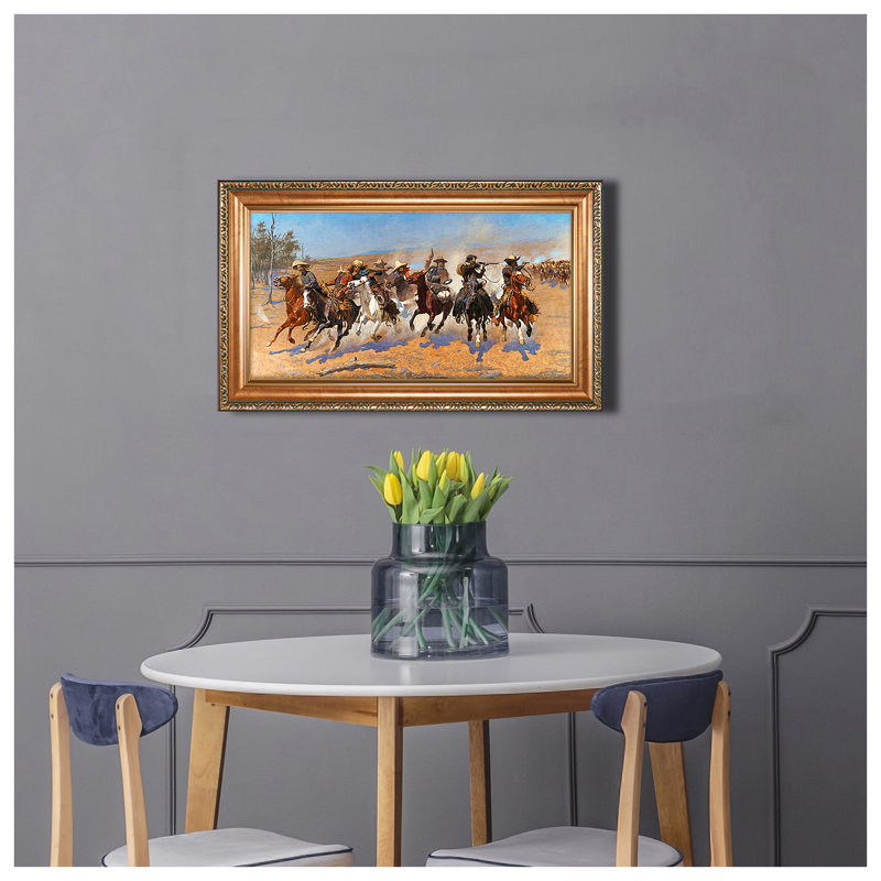 Reproduction d'art classique, «A Dash for the Timber» par Frederic Remington