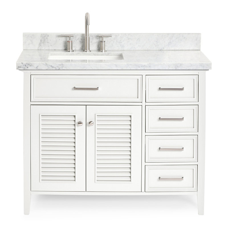 Ensemble de meuble-lavabo simple moderne de 43 po Bodhin, Gauche, Blanc