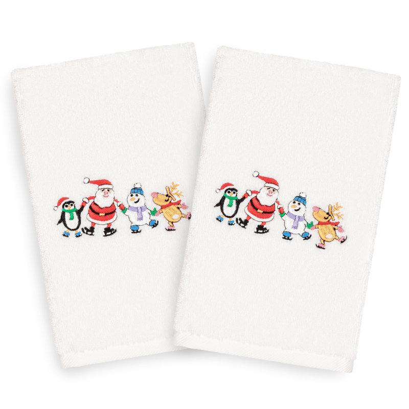 Débarbouillette de Noël brodée en coton turc, Blanc