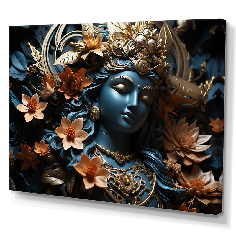 " Hinduism Kubera Treasure Topaz God ", Wrapped Canvas, 34" H x 44" W x 1.5" D