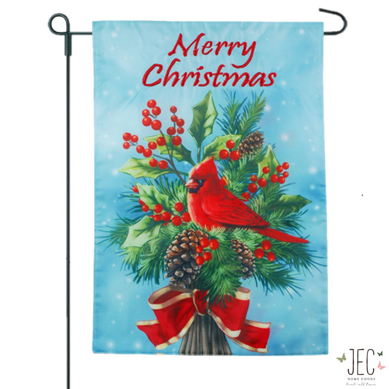 En toile jute de noël cardinal 2 côtés 18 x 13 po drapeau de jardin