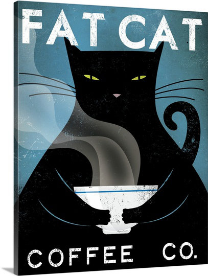 " Cat Coffee No City " by Ryan Fowler Great Big Canvas 
