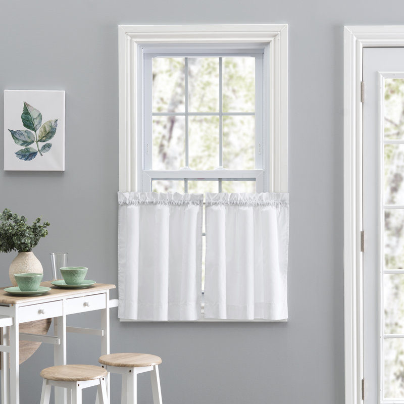Ellis Tailored Cafe Curtain, 56" W x 24" L, White