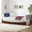 Lit de jour simple avec couchette - Structure de canapé-lit en bois massif, capacité de 350 lb, roues verrouillables, multifonctionnel pour le salon, la chambre à coucher et la chambre d'amis