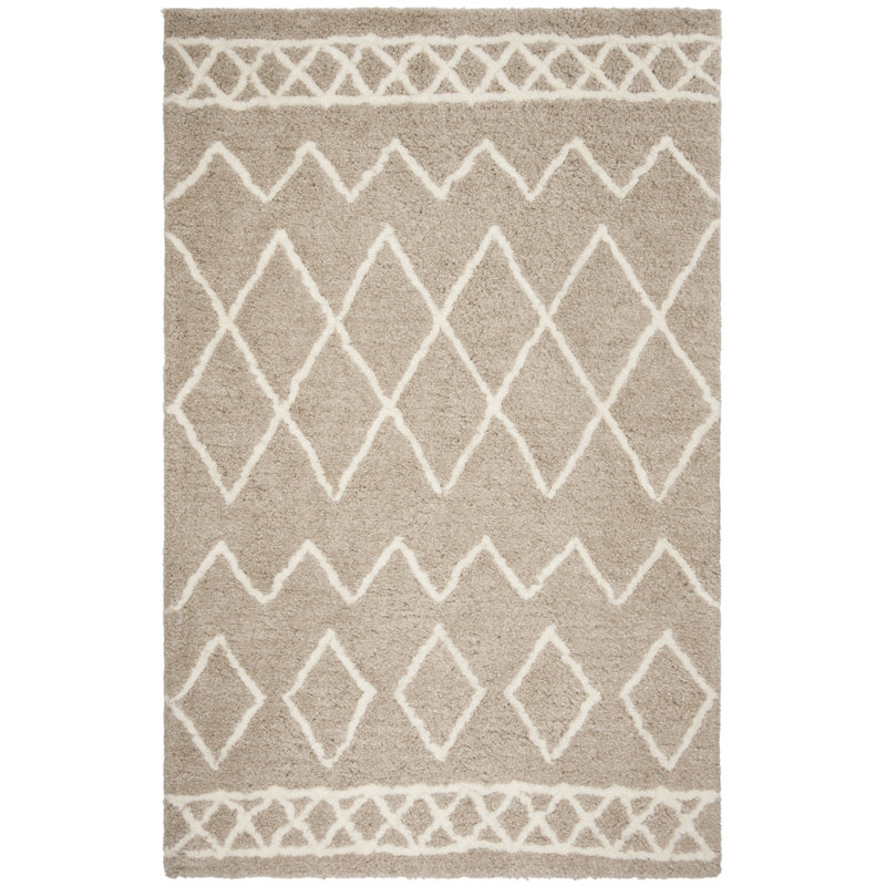 Tapis beige / ivoire touffeté à la main Boyland, Rectangle de 5 pi x 8 pi