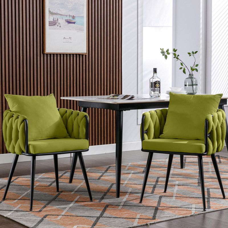 Maylyn 18'' H Tufted Velvet Armchair, Olive Green