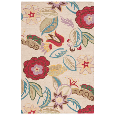 Tapis floral en laine crocheté à la main Emrick