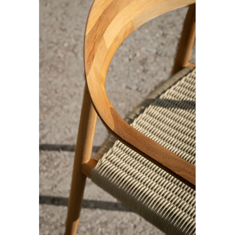 Fika Dining Armchair Untreated Teak Flax Rope
