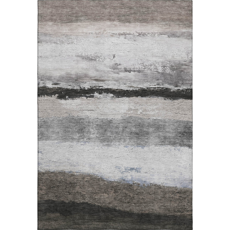 Premium Machine Washable Mayfield Striped Rug, 8' x 10', Taupe