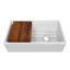 Whitehaus Collection Front Apron Single Bowl Fireclay Kitchen Sinks with Cutting Board and Grid-149444489