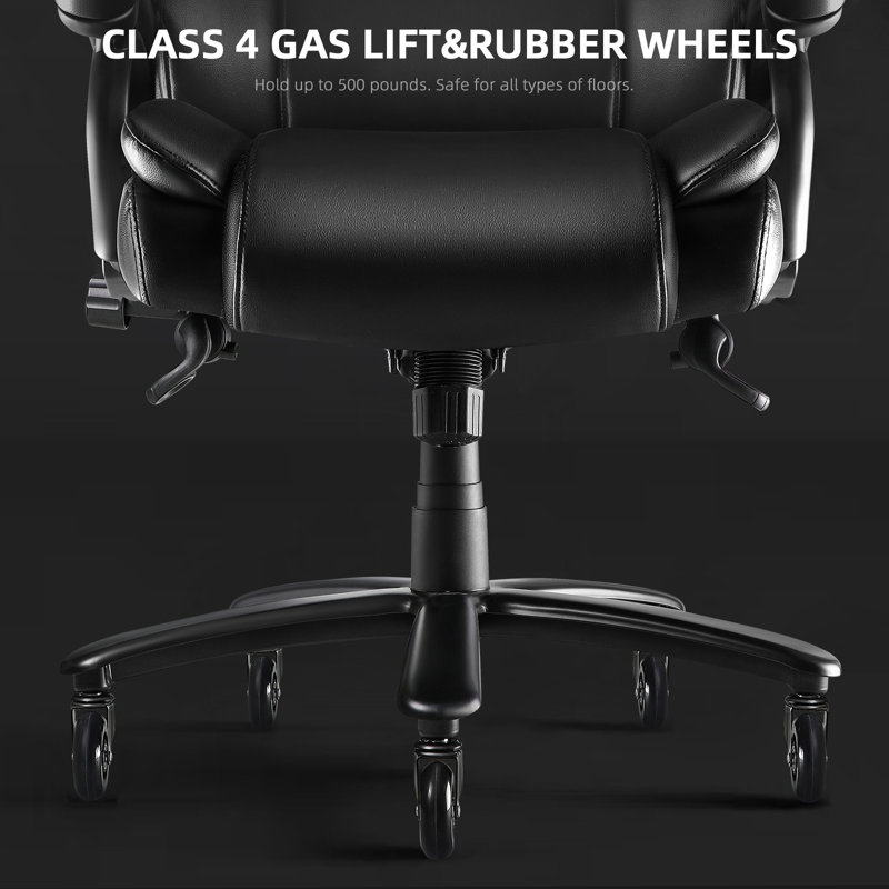 Carter Big and Tall Office Chair 500lbs, Adjustable Lumbar Support Executive Office Chair, Black
