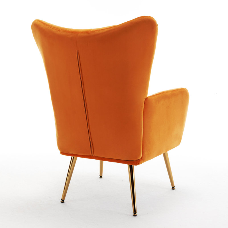 Fauteuil à oreilles 28,5 po Agne, Velours orange