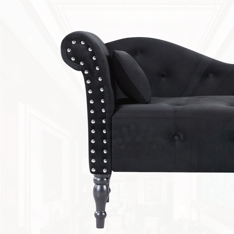 Méridienne capitonnée 60,6 po, Noir, noir, noir, noir