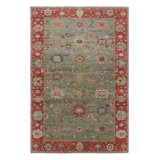 Rug & Kilim’S Oversized Sultanabad Style Rug In Teal Green With Floral Patterns