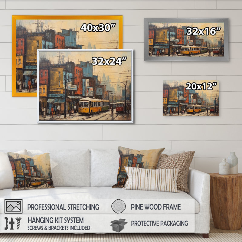«Yellow and Orange Metropolitan Marvels», reproduction sur toile encadrée, Cadre photo noir, H 12 po x l 20 po x P 1 po