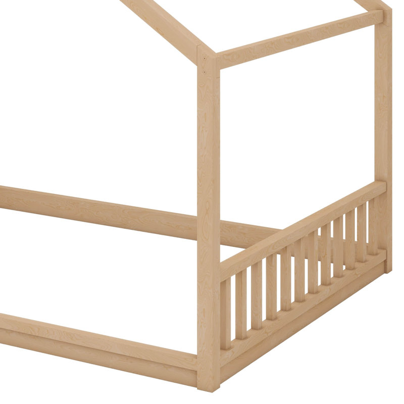 Structure de lit bas Montessori-Style, avec têtes et pieds, Naturel, Double