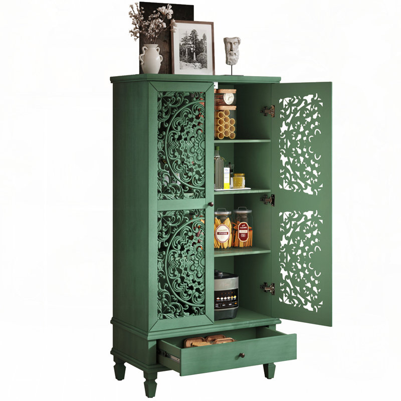 Storage Cabinet With Drawer, Green