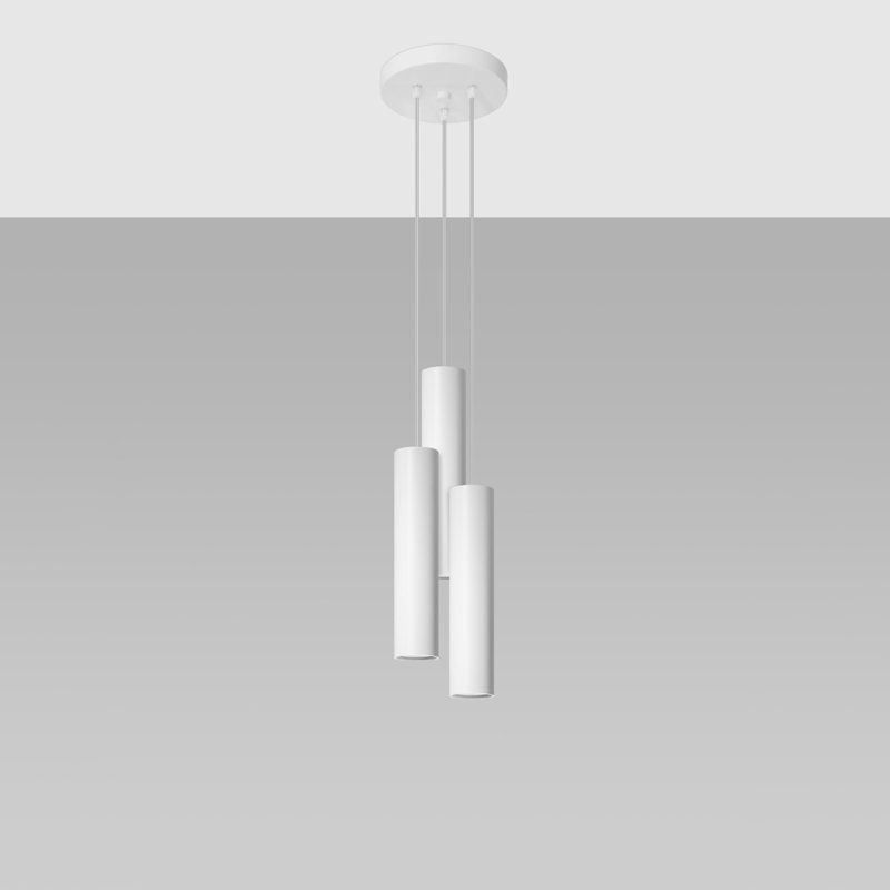 Bergmundur 3 - Light Stainless Steel Pendant, White