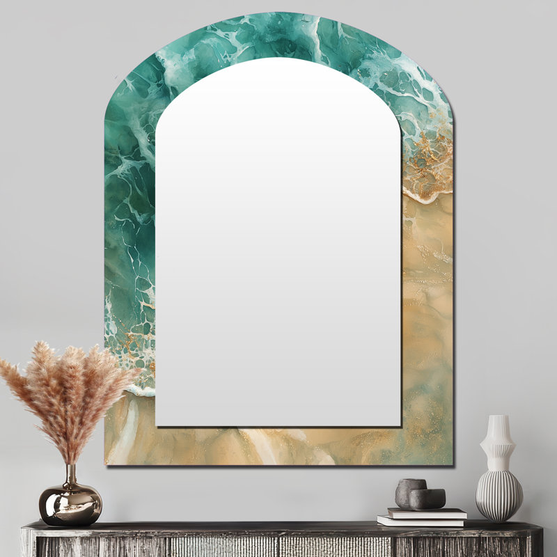 Miroir mural Coastal Spiral Emerald Seashell II - Coastal Arch, 43 po x 33 po
