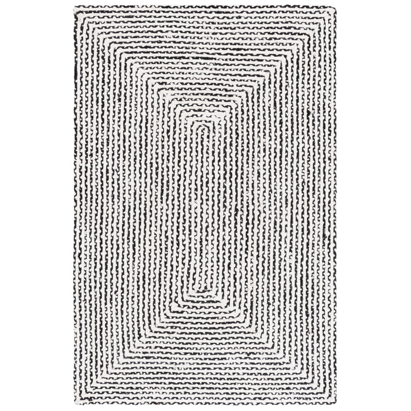 Tapis tressé 260 en noir / ivoire, Rectangle 5 pi x 8 pi