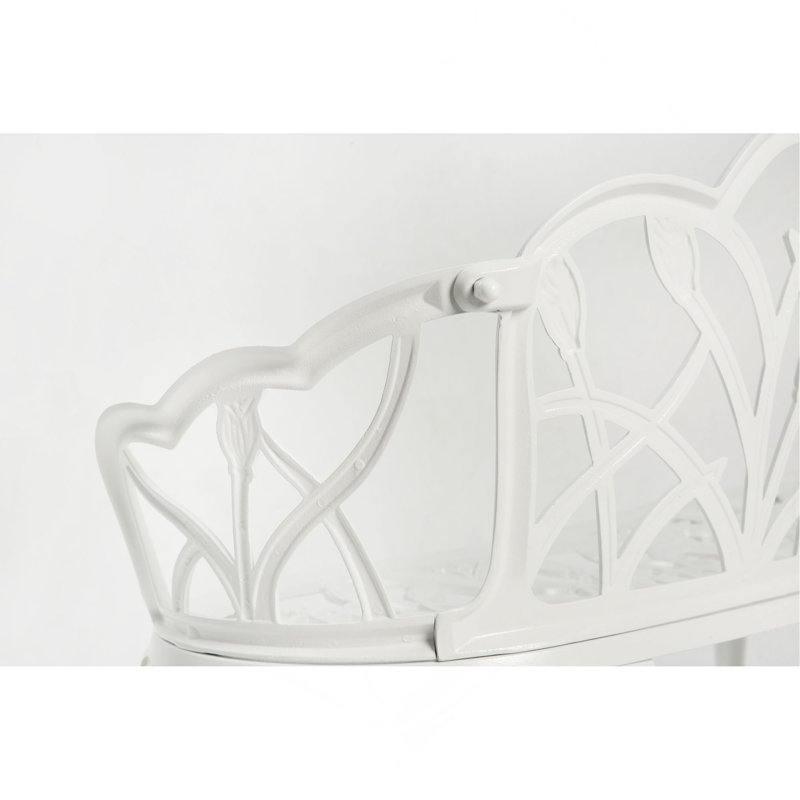 Banc en fonte d'aluminium avec coussin, Blanc