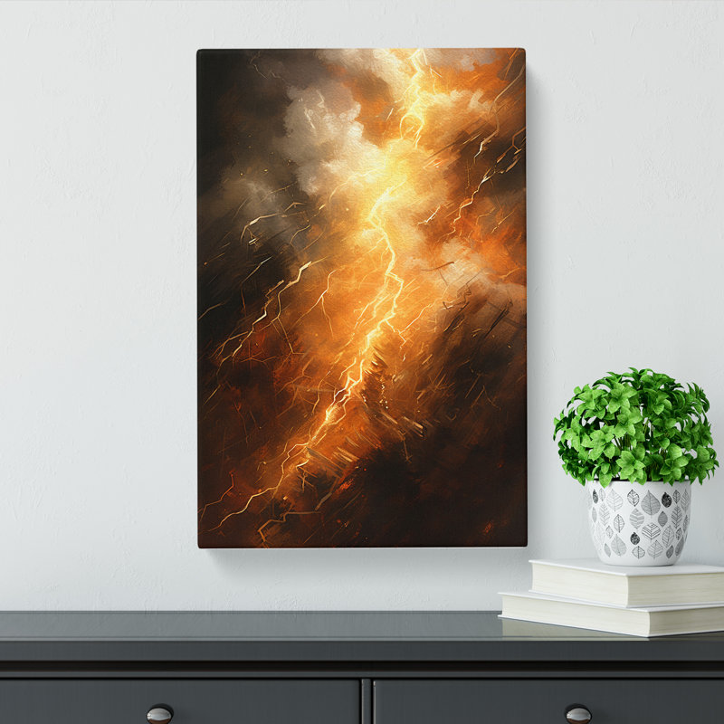 Lightning Action Painting Art - Wrapped Canvas, 76cm H x 50cm W x 3cm D