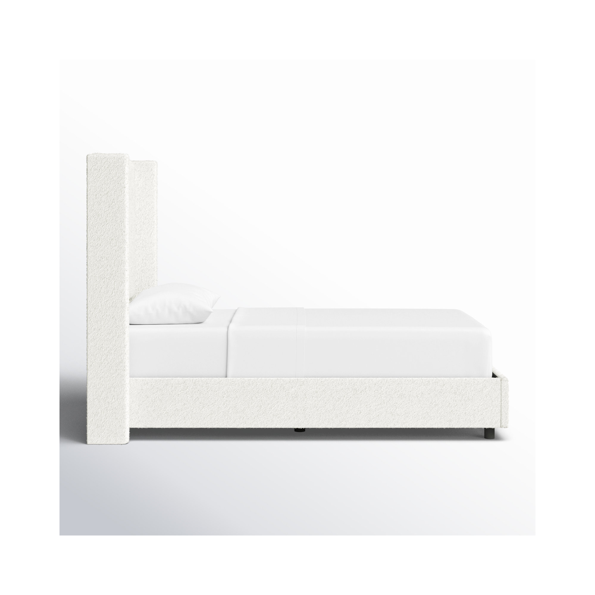 Hanson Upholstered Wingback Bed, Queen, Classic Snow Boucle