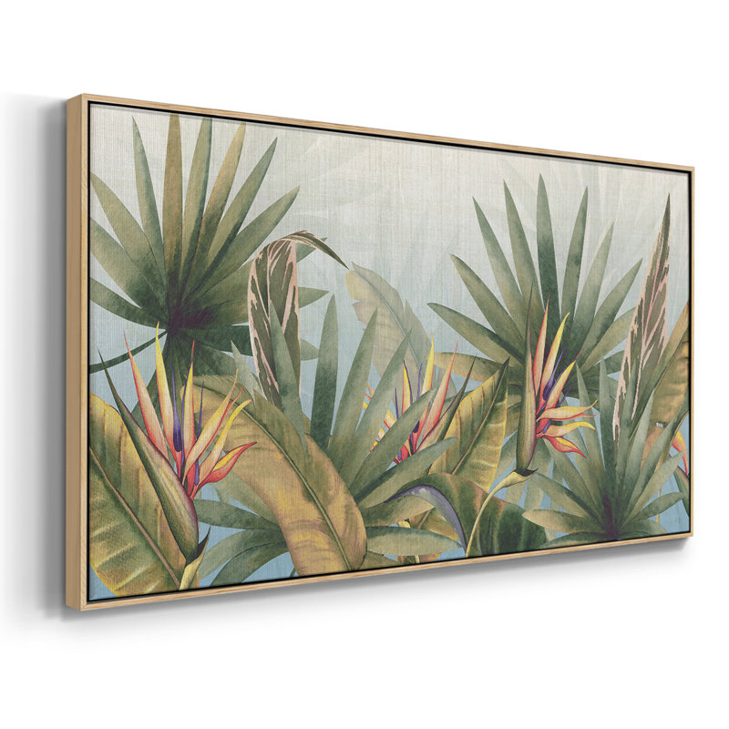 Belize Morning - Toile tendue avec châssis encadré, prête à être accrochée, H 25 po x l 49 po, Argent argent