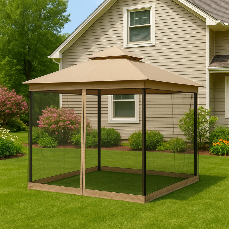 Moustiquaire avec fermeture à glissière pour abris de jardin en bois
