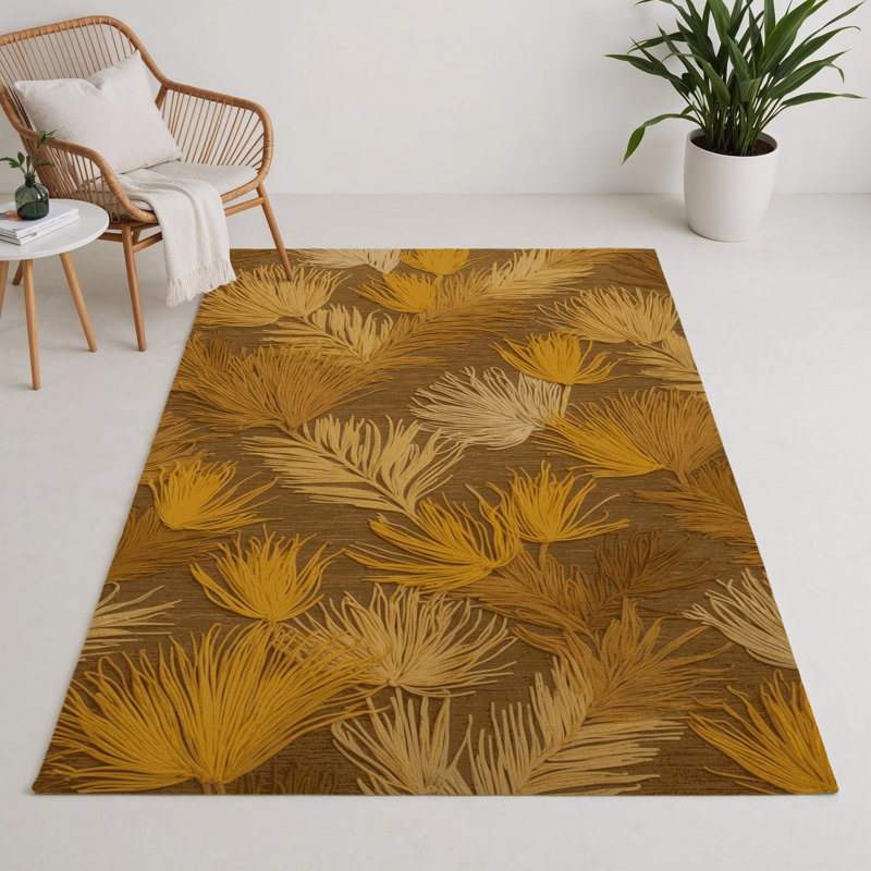 Tapis d'intérieur et d'extérieur brun Botanical, Rectangulaire 3 pi x 5 pi