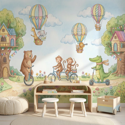 Papier peint fantaisiste avec cabane dans les arbres