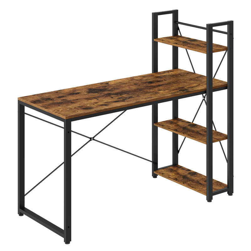 Computer Desk, Writing Desk with Storage Shelves, Home Office Desk, for Study, Industrial Style, Rustic Brown